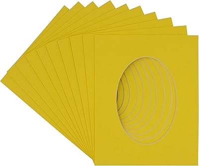 CountryArtHouse Yellow Acid Free 16x20 Oval Picture Frame Mat with White Core Bevel Cut for 11x17 Pictures - Fits 16x20 Frame - Pack of 1 Matboard