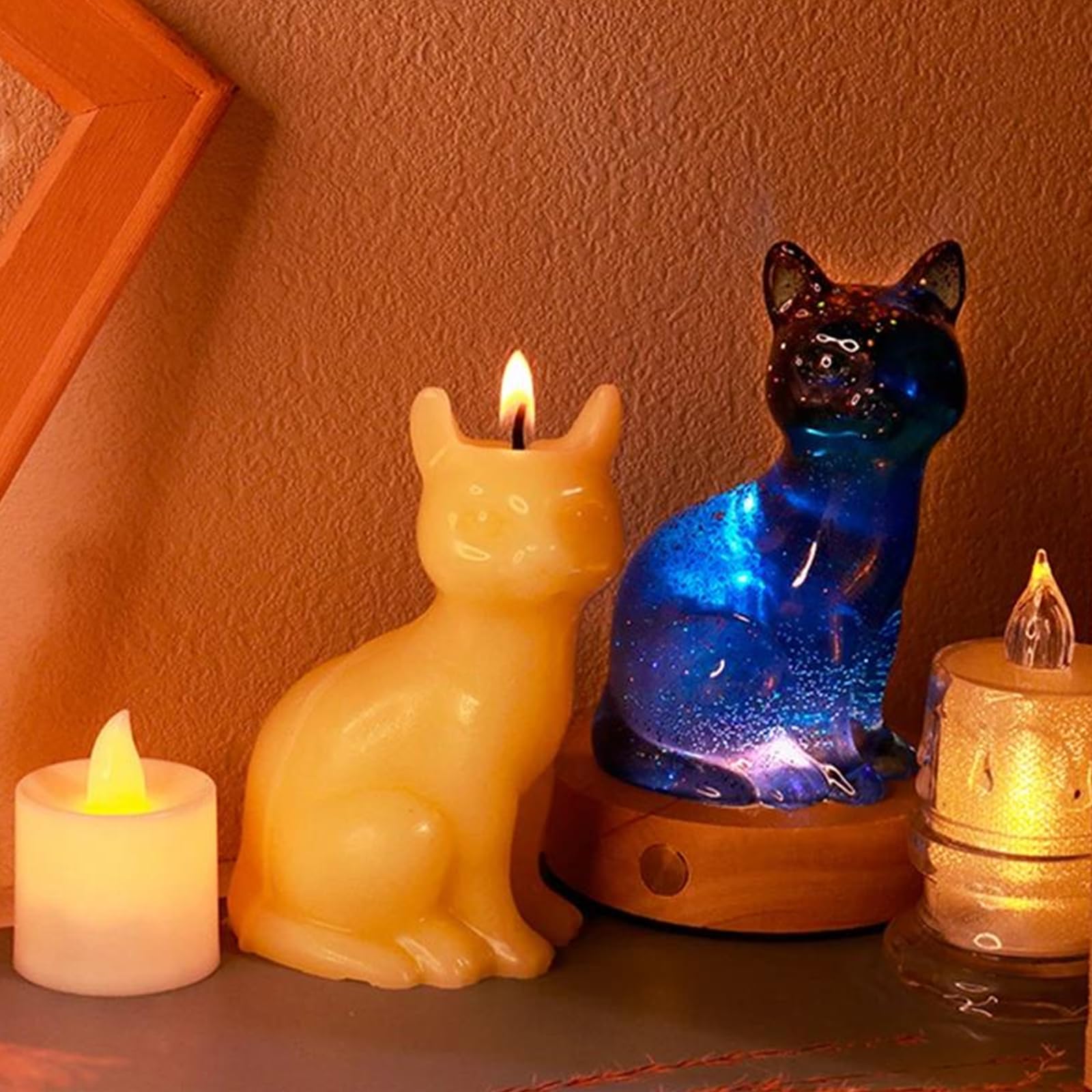 VOSSOT 2er-Set Katzen Silikonformen - Perfekt Für Gips, Epoxidharz & DIY Bastelprojekte