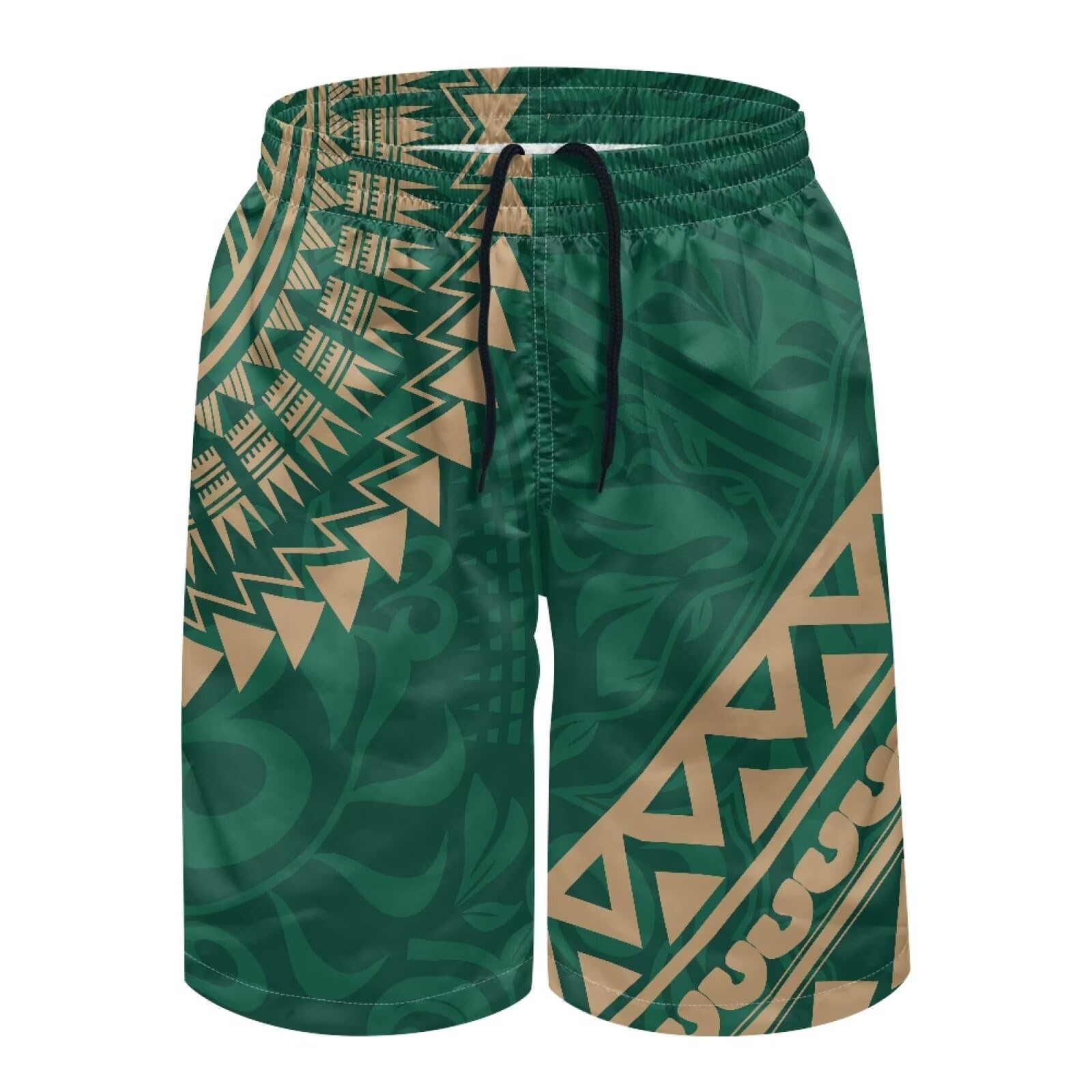 Cjfognsoa Samoa for Couples Puletasi Green Polynesian Swim Trunks Puletasi Hawaiian Polynesian Tribal Trunks Traditional Samoa Couple Sets Outfits Couples Abstract Mens Swimming Trunks 2XL