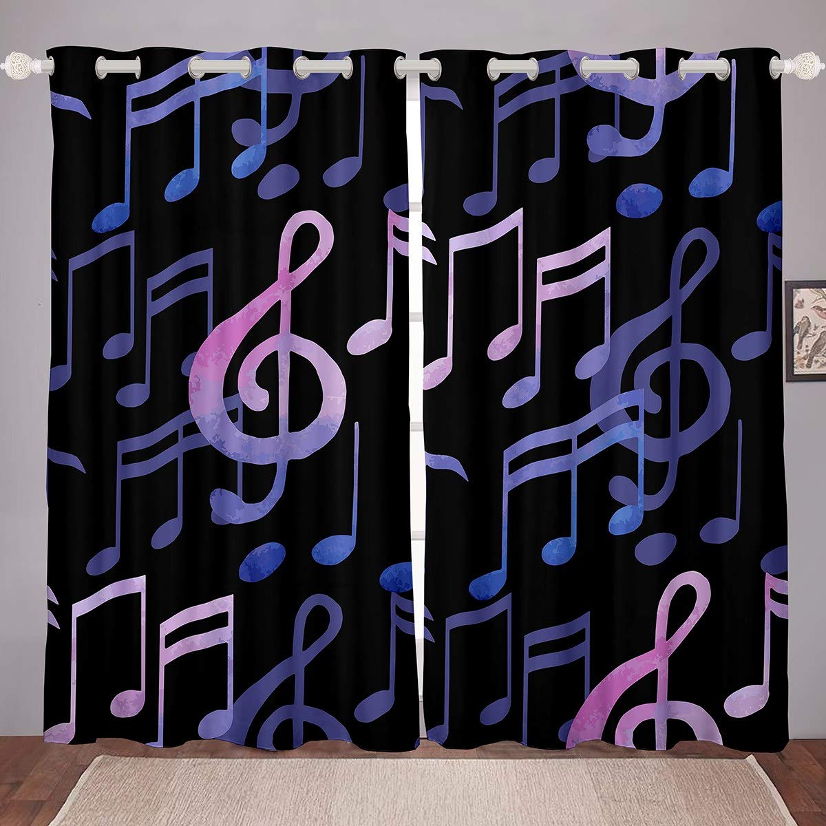 Set di 4 Tende a Pannello Rose e Note Musicali Vintage ordinare on-line