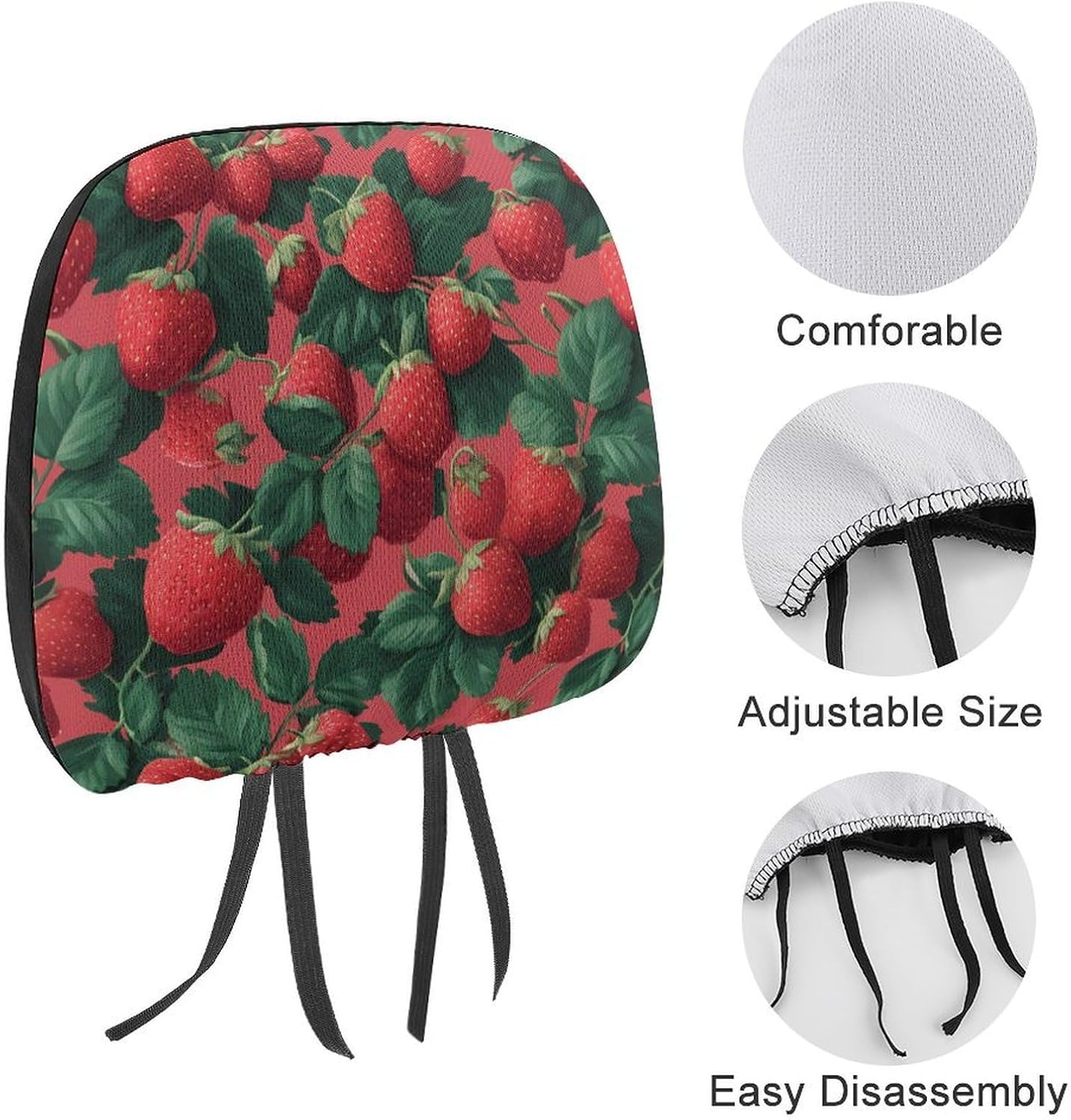 Strawberry Fashion Car Headrest Cover Novelty Elastic Seat Rest Covers for SUV Truck Sedan image 3
