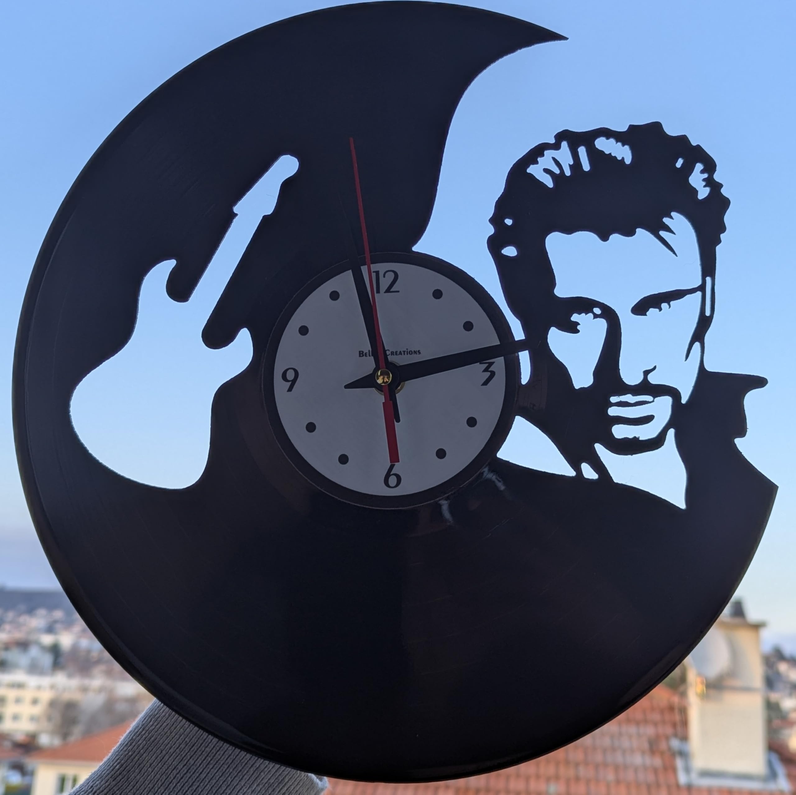 Horloge en Vinyle Johnny Hallyday : Disque 33 Tours Recyclé Unique