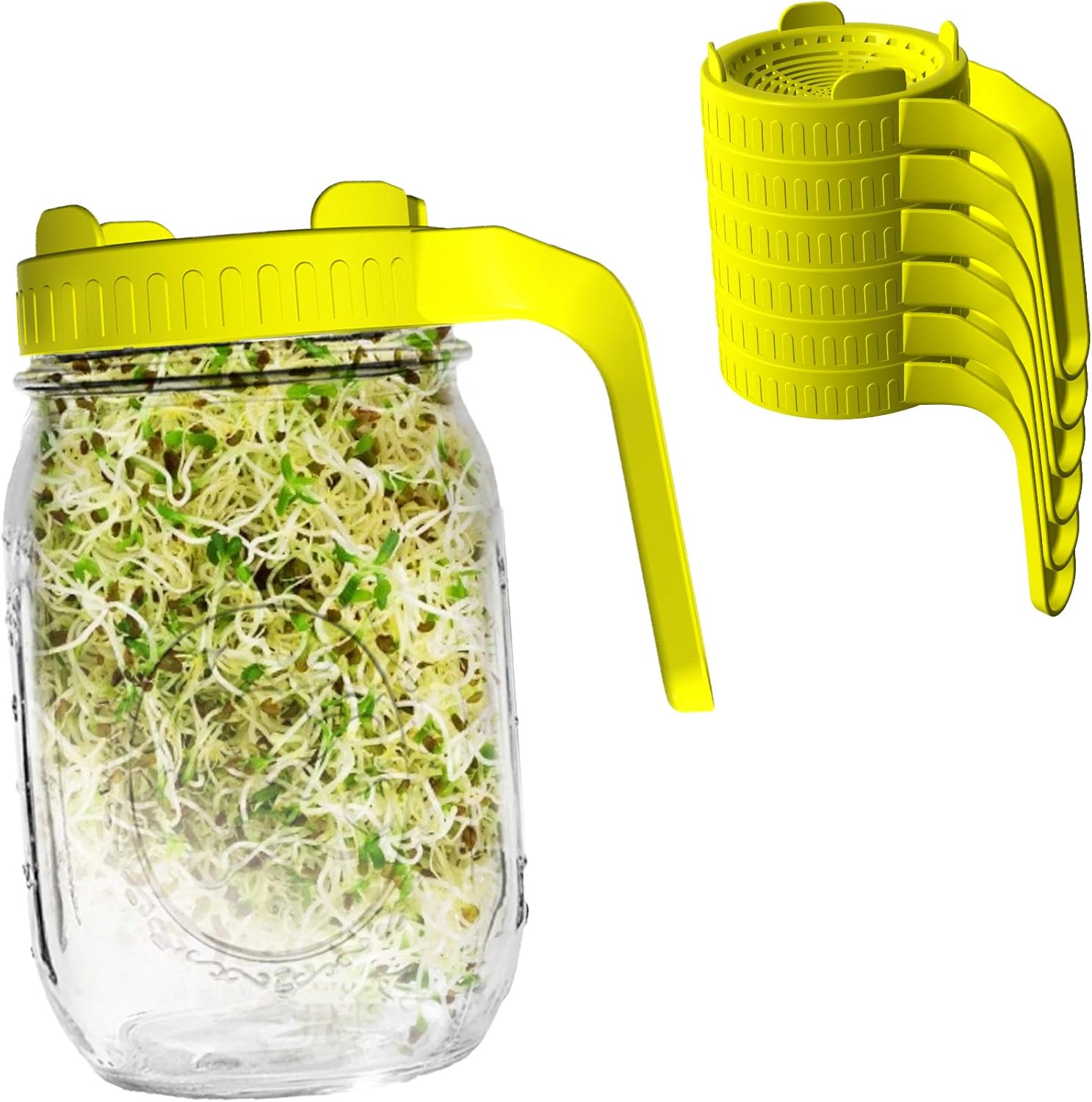 Easy Jars, Mason Mouth Wide for Lid Sprout Plastic Lids, Sprouting
