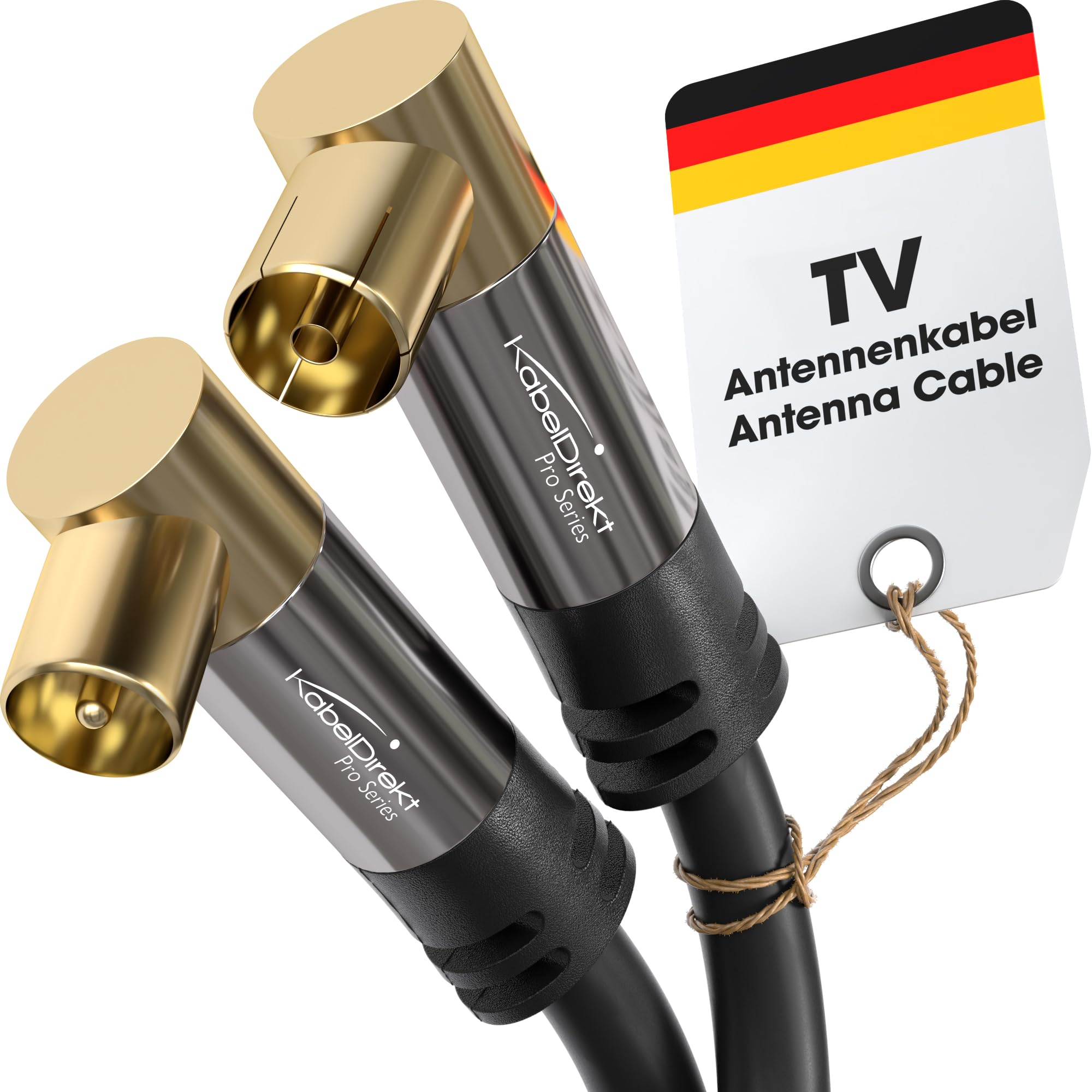 KabelDirekt – Cavo Antenna TV 4K, Cavo Coassiale – 90° angolato – 5 m – Cavo TV Digitale e analogico – Disponibile in 0,5-20 m (Spina angolata/Presa angolata, per DVB-C/DVB-T/DVB-S, Nero)