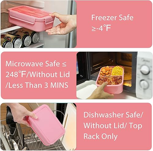 Miniatura 7 de Caperci Lonchera clásica Bento para adultos y niños mayores, contenedor de almuerzo de 47 onzas con 3 compartimentos para adultos y adolescentes,