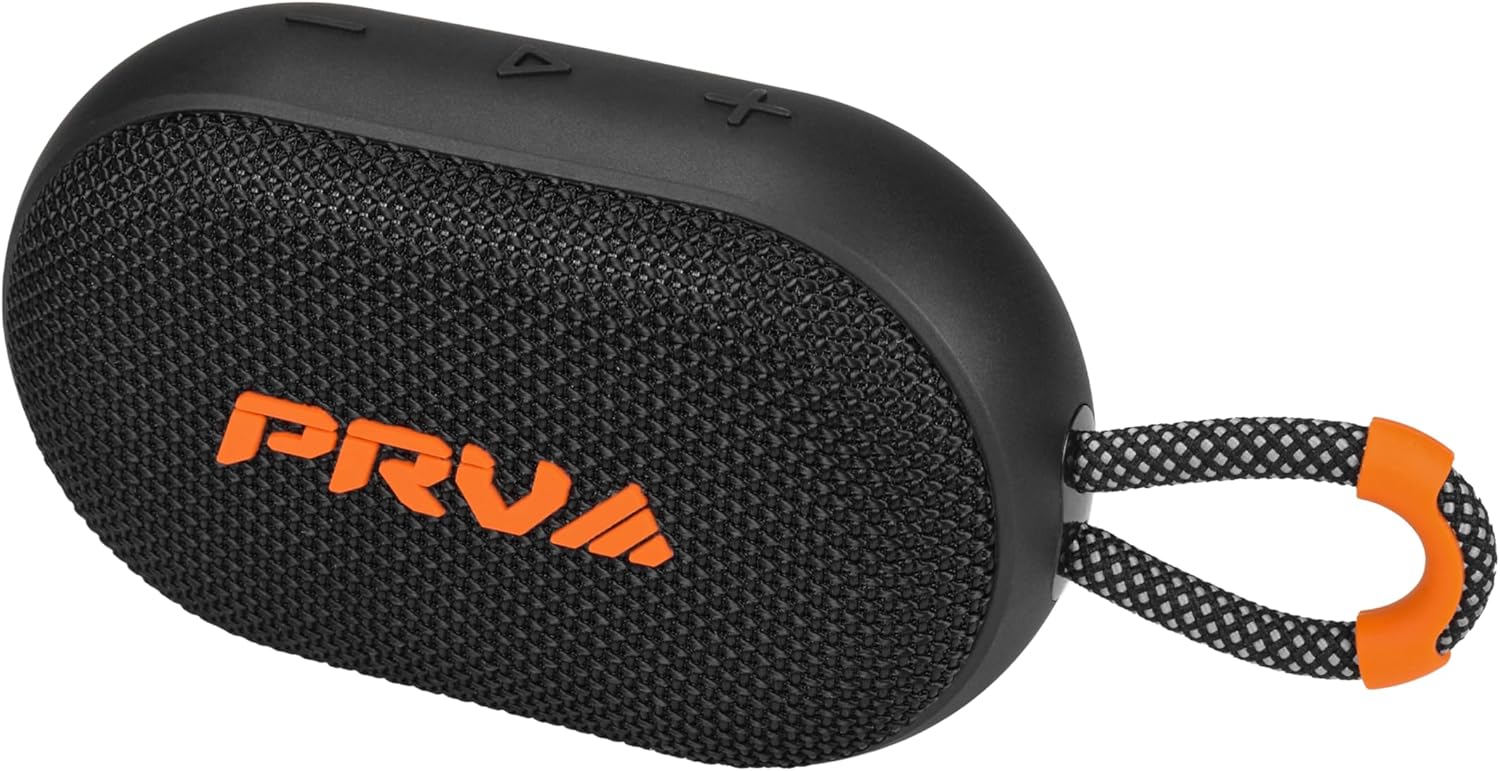 PRV AUDIO Portable Bluetooth Speaker PS15 Clip - 15W Wireless Mini Outdoor Travel Speaker with Clip, IPX7 Waterproof, 10-Hour Battery Life, Bluetooth 5.3, TWS Pairing - Black