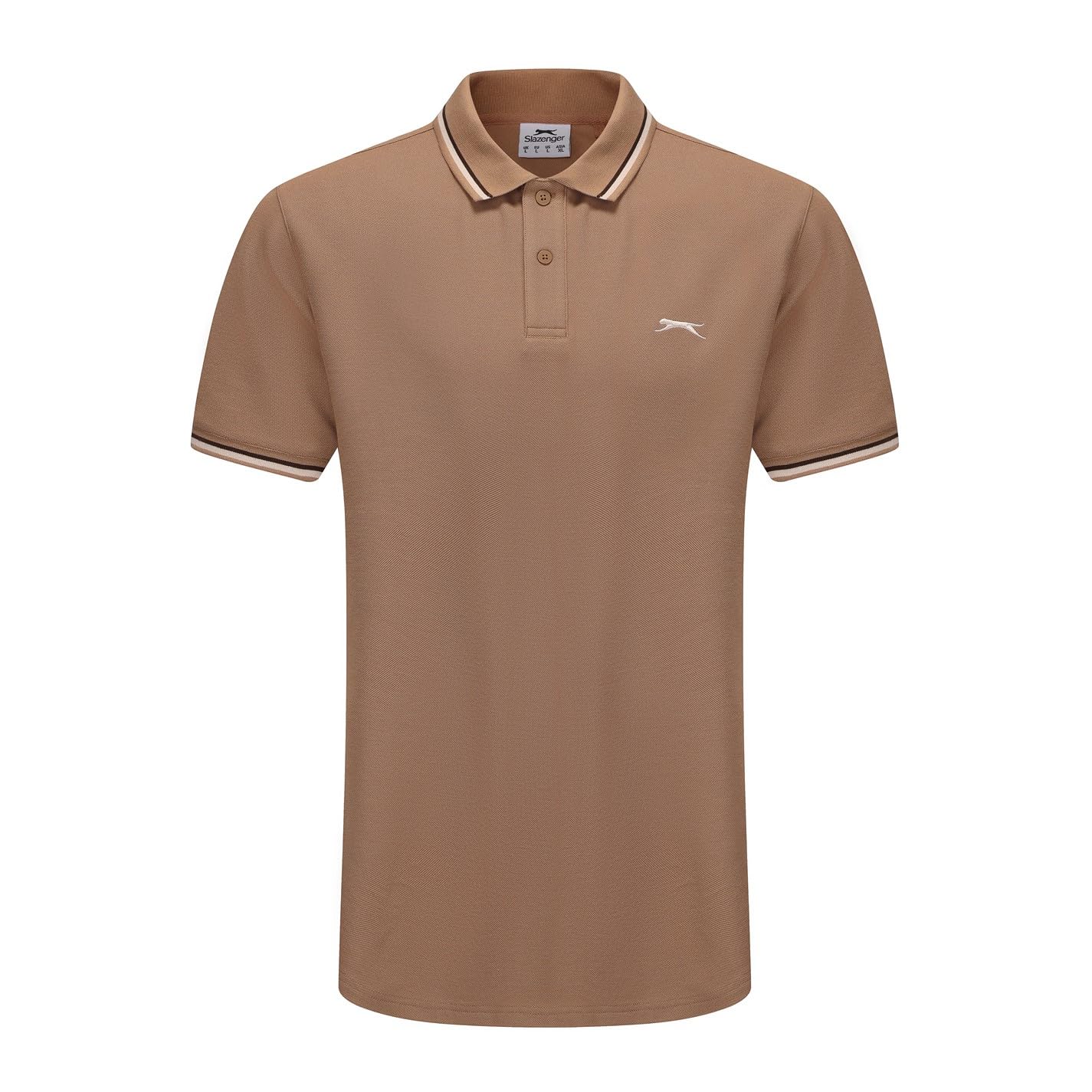 Slazenger Mens Tipped Polo Shirt Dark Beige S