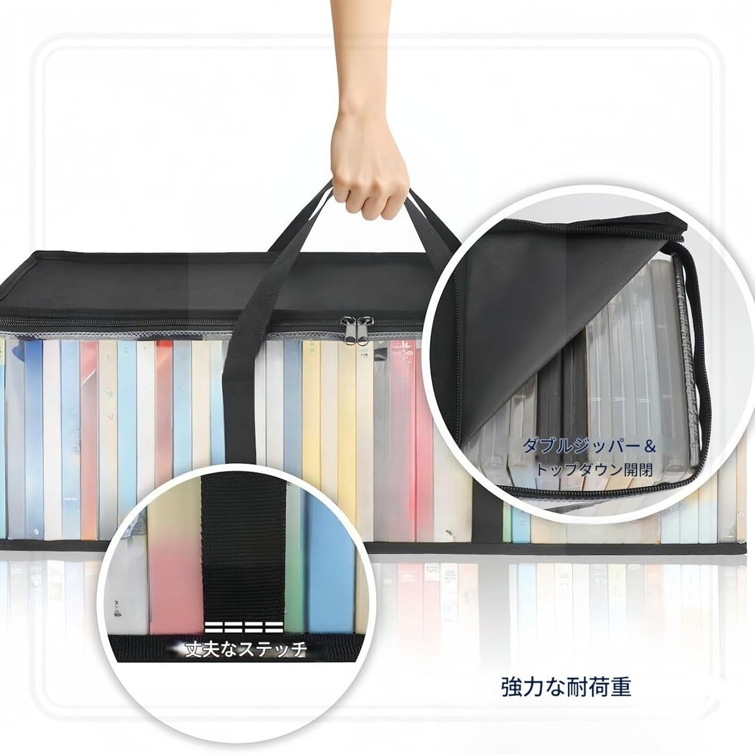 DVDストレージバッグ 4個セット 透明PVCメディア収納ケース ハンドル付き | CD/DVD/ブルーレイ/ゲームディスク対応 各