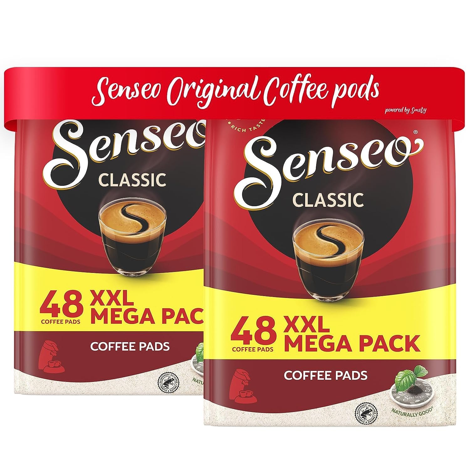 Classic Medium Roast Coffee Pods, 2 Packs, 96 Count, Smooth Flavor, Crema Layer on Top, Pads