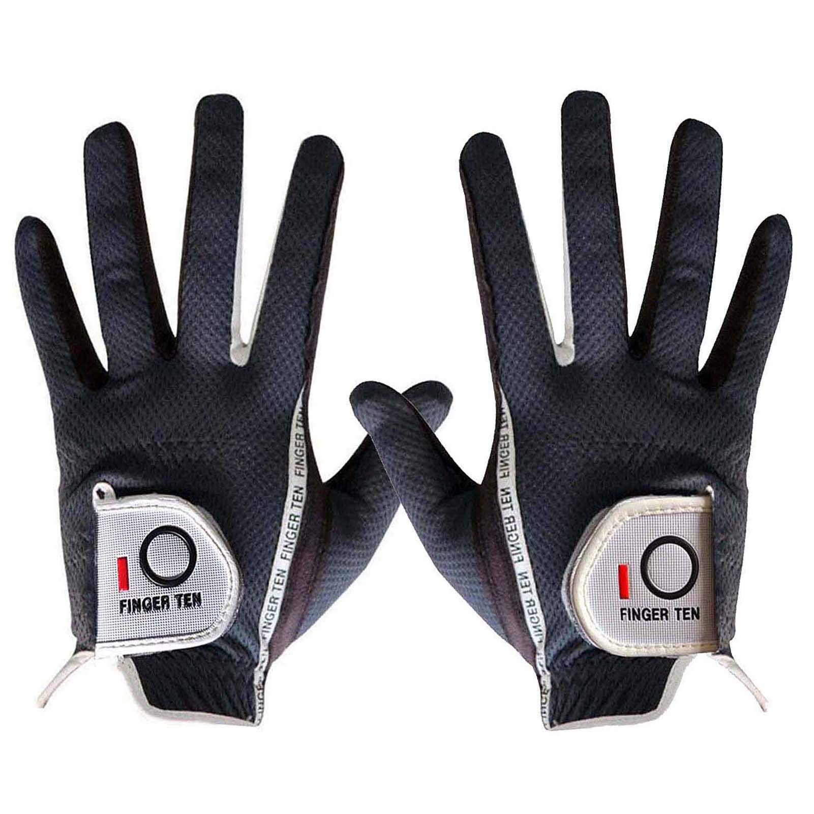 Amy Sport Golf Gloves Men Pair Left and Right Both Hand Rain Grip Lh Rh Weathersof No Sweat All Weather Grips Soft Comfortable Gray Green Size Small Medium ML Large XL