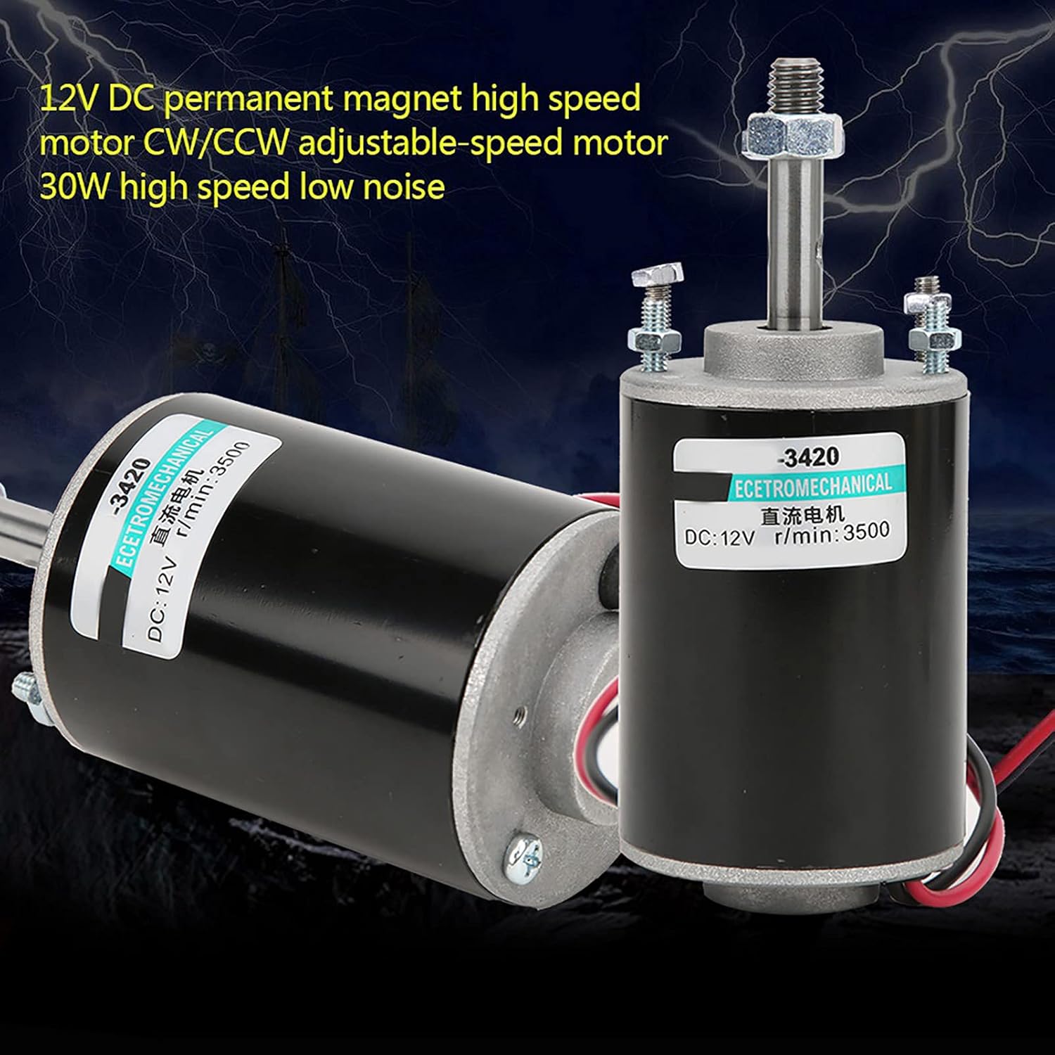 2PCS DC Motor Permanent Magnet High Speed Low Noise CW CCW Mini Brushed Electric Motors 30W