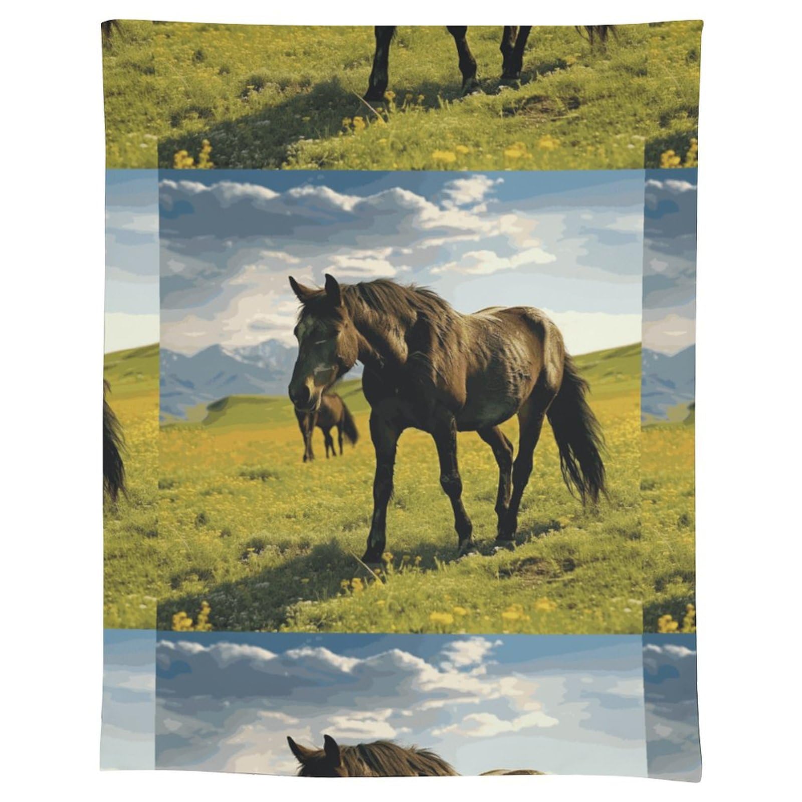 Nappe de table rectangulaire chevaux sauvages pour sublimer vos repas de famille à la campagne