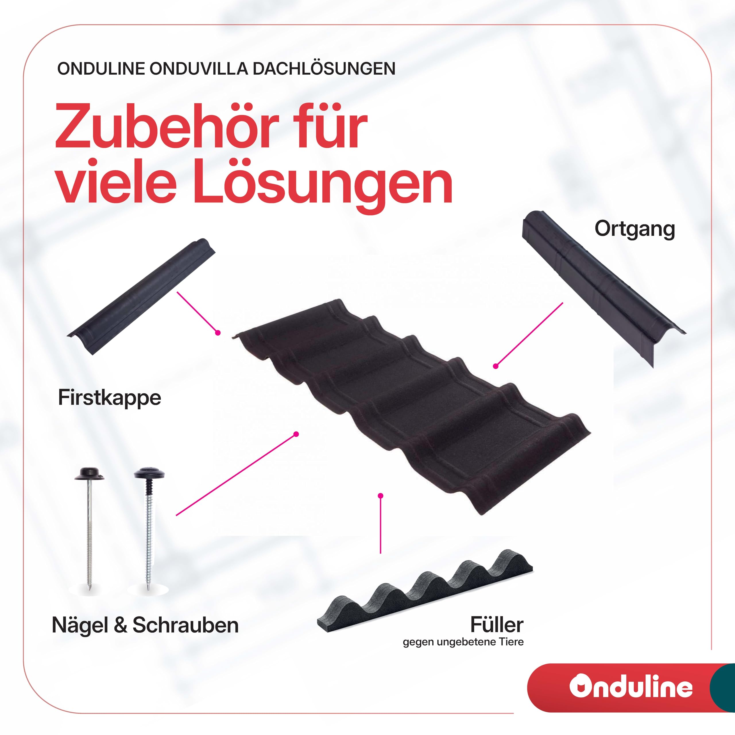 ONDUVILLA Dachplatten Bitumenwellplatten Dachsystem wetterfest langlebig 7er Set Anthrazit 2,17 m²