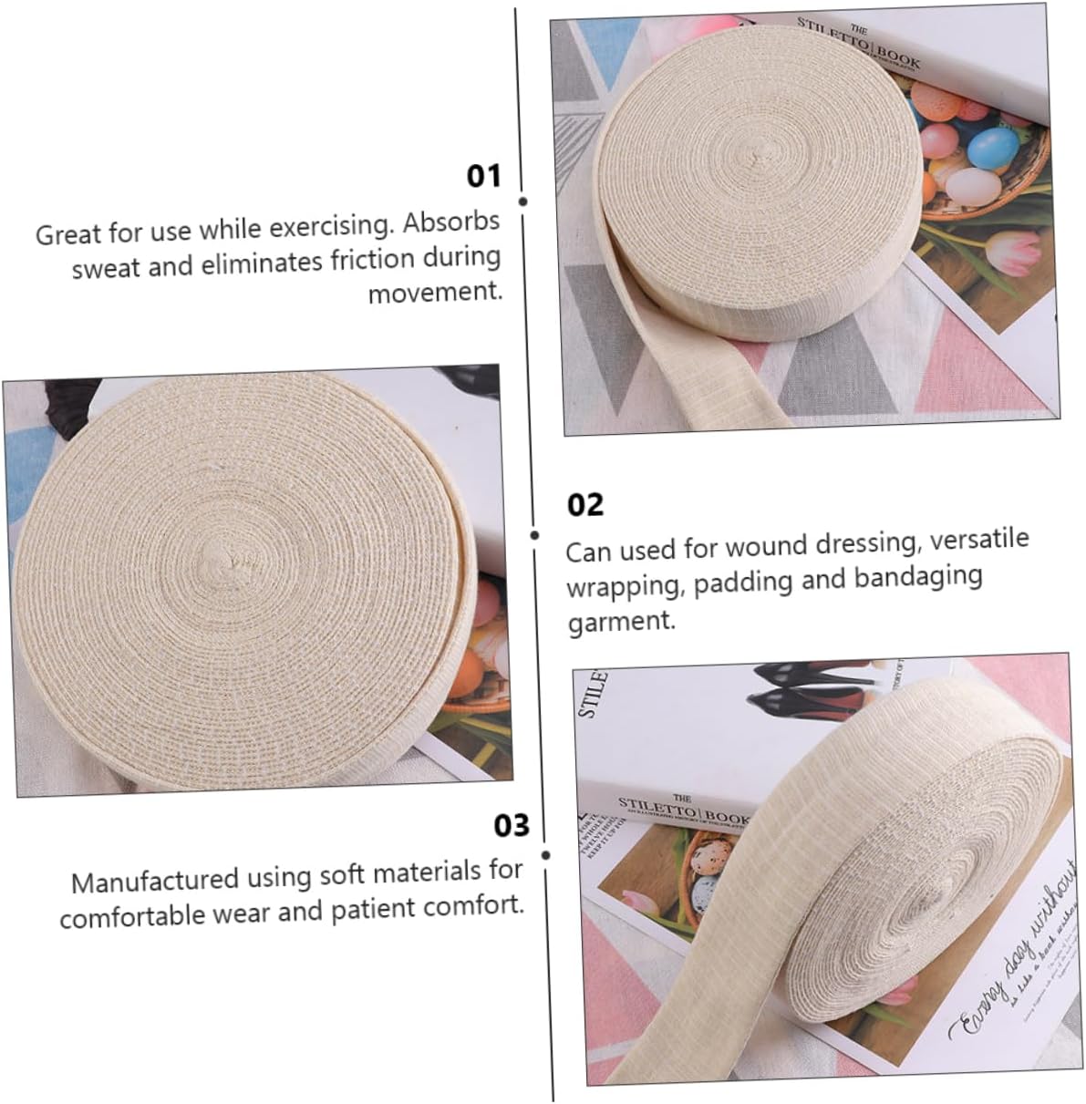 2rolls Cotton Tubular Stockinette Elastic Wrap for Arms Legs and Feet for Skin Under Casts Dressing and Injury Support