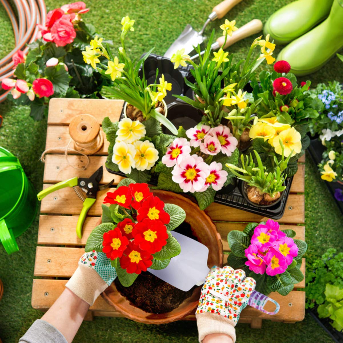 Cabilock 10piezas Herramientas De Jardinería De Alta Resistencia Kit De Herramientas Manuales Incluyendo Tijeras De Podar Paleta De Jardinería y Rastrillo para Uso Jardín y Regalar