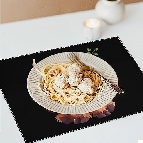 Miniatura 6 de Highland Cow with Purple Flowers Scottish Farm Placemats Set of 6 Resistant Table Mats Washable Place Mats for Dinner Party Table Decoration
