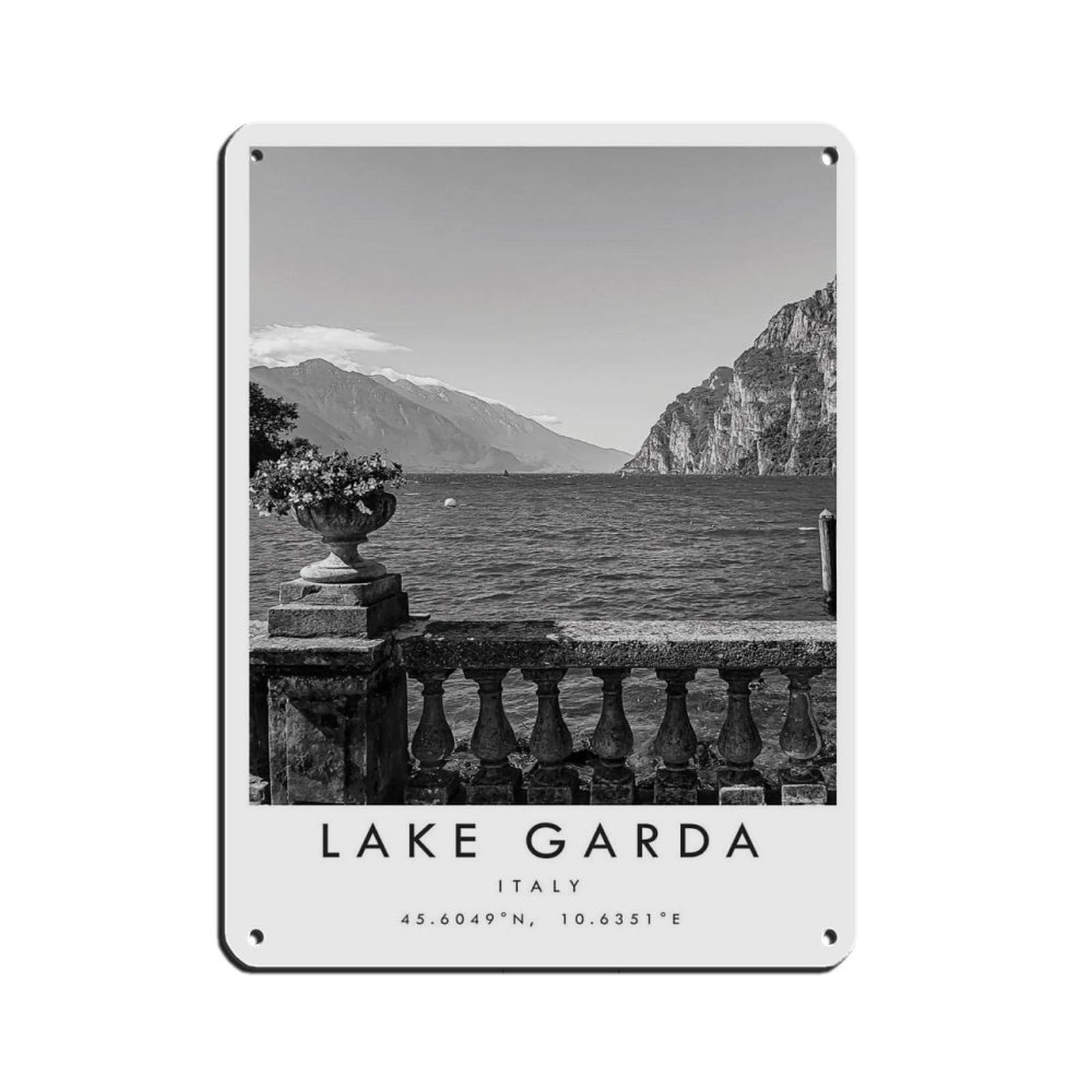 Lake Garda Travel, Italy Poster Tin Sign Vintage Metal Pub Club Cafe Bar Home Wall Art Decoration Poster Retro 12x16inch(30x40cm)
