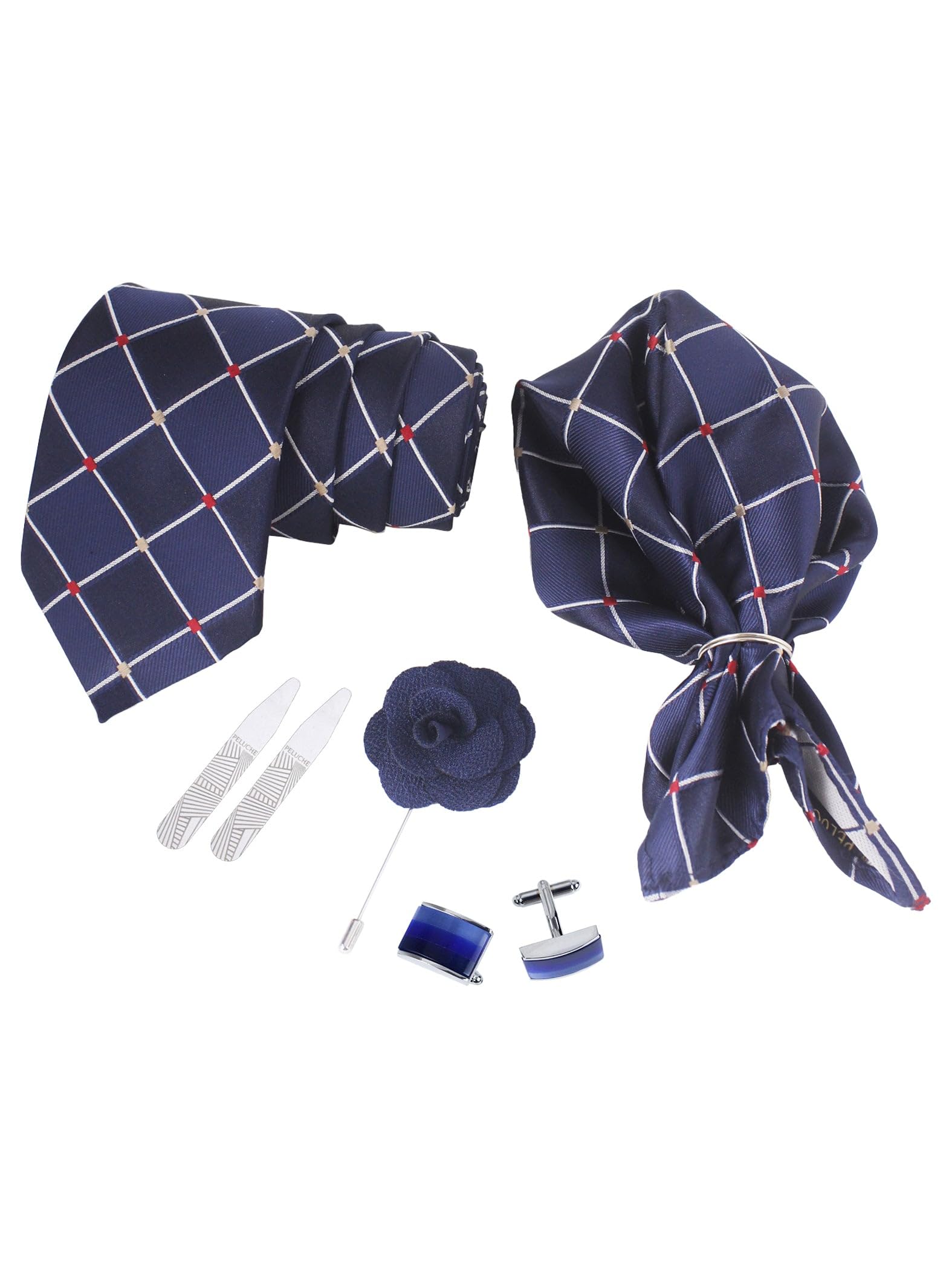 peluche Gentleman’s Finery Navy Blue 5 Pcs Necktie Gift Set For Men-picture-16