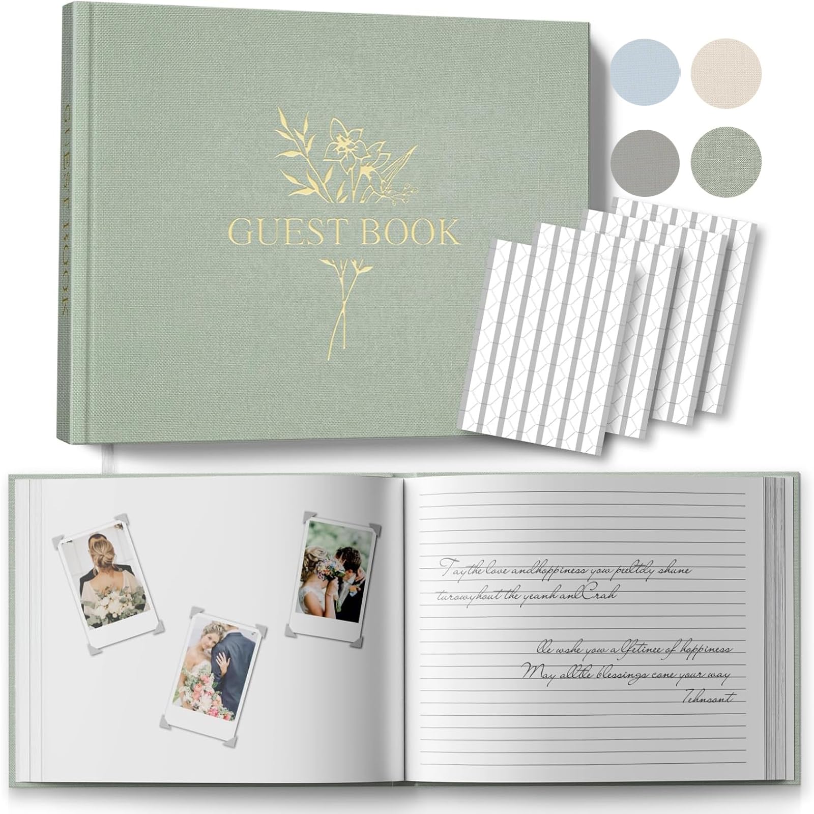 Wedding Guest Book for Your wedding Reception - Elegant Guestbook with Table Sign to Sign in and Add Polaroid Photos - The Perfect Wedding Or Baby Shower Guest Book for The Special Day