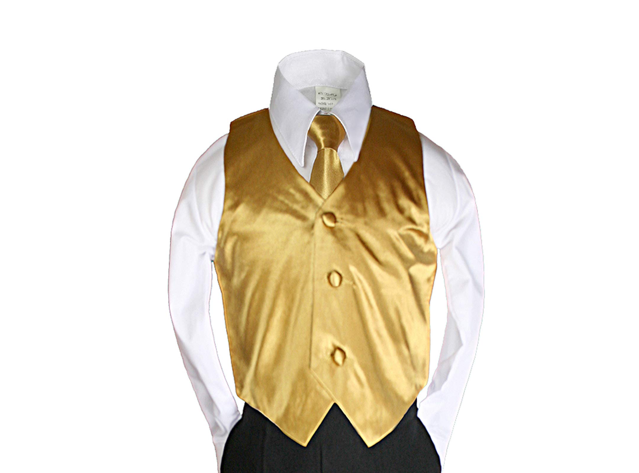 2pc Gold Necktie Vest Set Boy Wedding Graduation Party Formal Suit Sm-20 (7)
