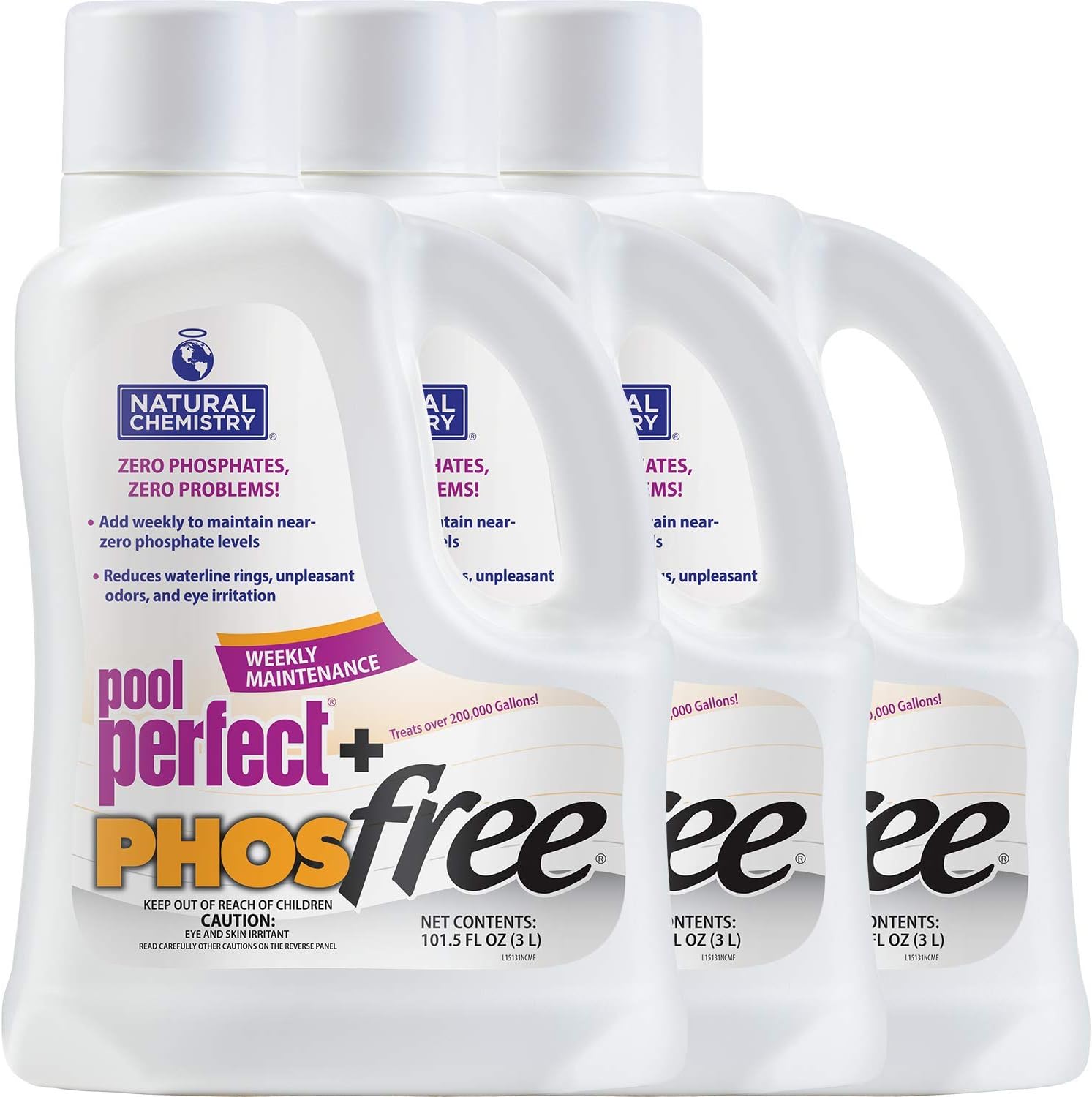 Pool Perfect + Phosfree, 3 L, 3 Pack, Phosphate Remover, Reduces Waterline Rings, Unpleasant Odors & Eye Irritation
