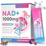Supplement 1,000mg Liquid, Liquid Supplement for Women with Nicotinamide, Riboside, PQQ & Resveratrol- Berry Flavor for Anti-Aging, Energy, Focus - 21 Pack