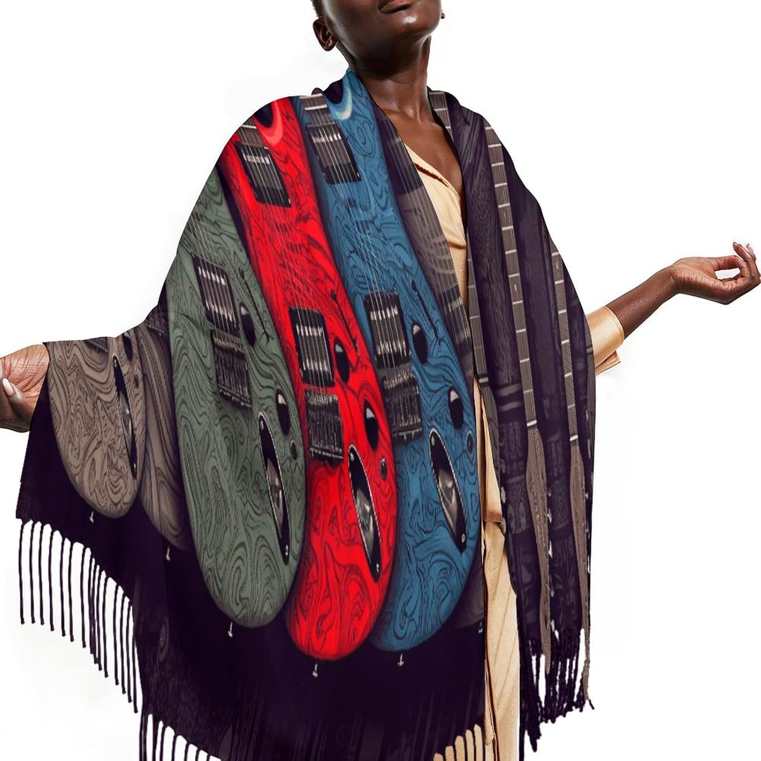 Guitar Pattern Scarf for Women Men Classic Fashion Blanket Scarves Soft Cashmere Feel Scarf Cold Weather Warm Long Shawl Winter Large Scarves Classic Blanket Scarfs Thick