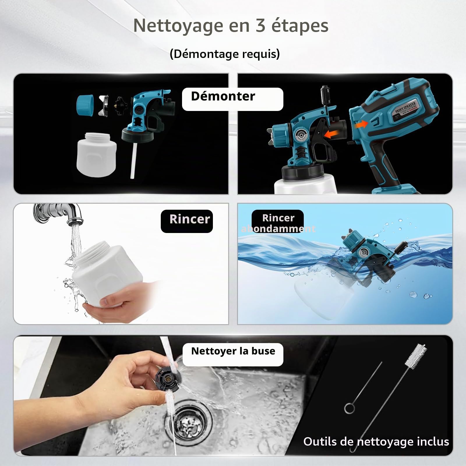 Pistolet de Peinture sans Fil avec LED pour Makita 18V (sans Batterie)