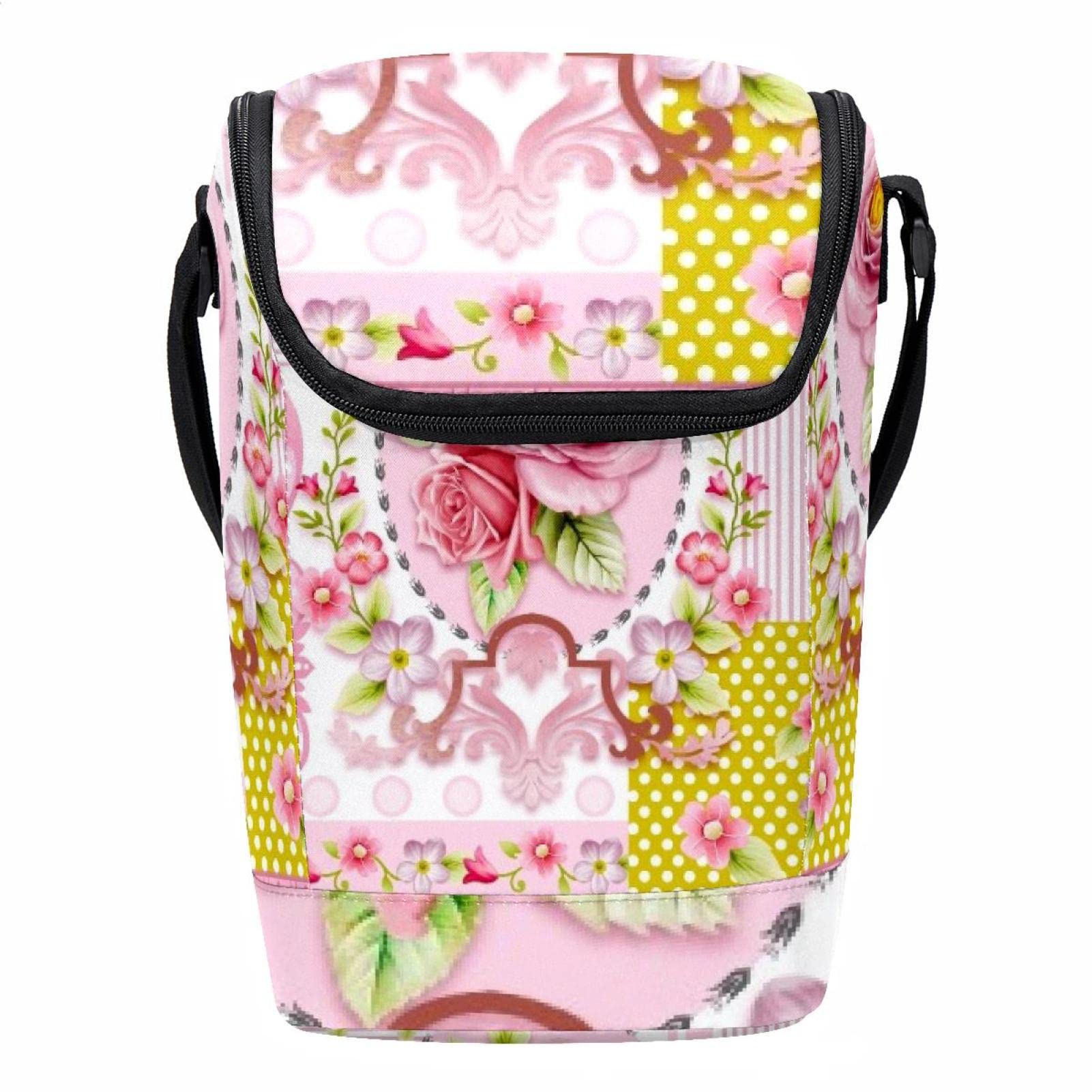 Bolsa de almuerzo floral vintage térmica para llevar comida sana 1