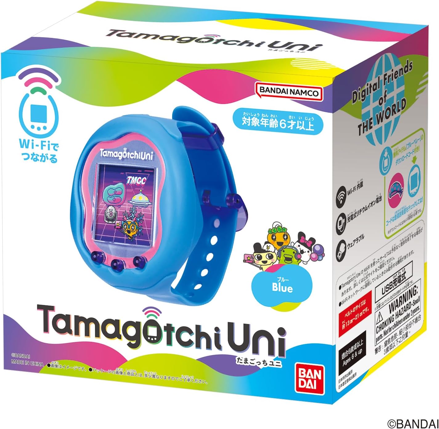Tamagotchi Uni ブルー Wi-Fi対応 BANDAI Tamagotchi Uni Blue Wifi Tamaverse Handheld Game Battery