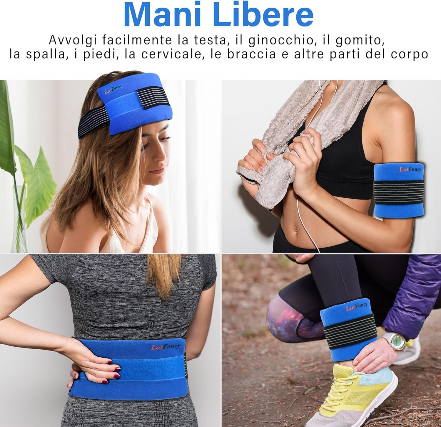LotFancy Ghiaccio Gel Riutilizzabile, 2 Cuscinetti Gel Caldo Freddo, Impacco Terapia Caldo e Freddo per Gomito Piedi, Ginocchio, Collo, Caviglia, Lesioni Primo Soccorso ecc