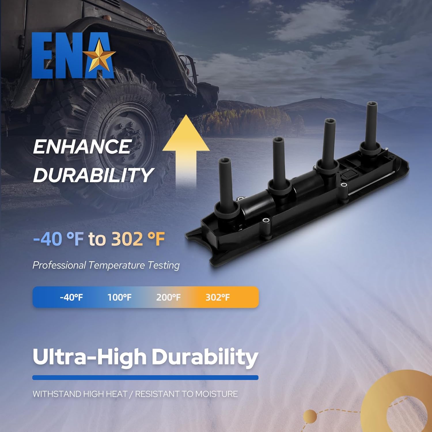 ENA Ignition Coil Pack with Ignition Module and Set of 4 Platinum Spark Plug Compatible with Chevrolet Oldsmobile Saturn Pontiac Cavalier Malibu Alero Sunfire 2.2L 2.4L L4 Replacement For 5263 UF391