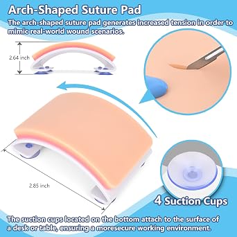 Advanced Suture Practice KIt New Generation(32 Pcs) Includes Arch-Shaped and Pre-Cut Wounds Pads, Tool Kit with Variety of Suture Threads for Medical Students Educational Demonstration