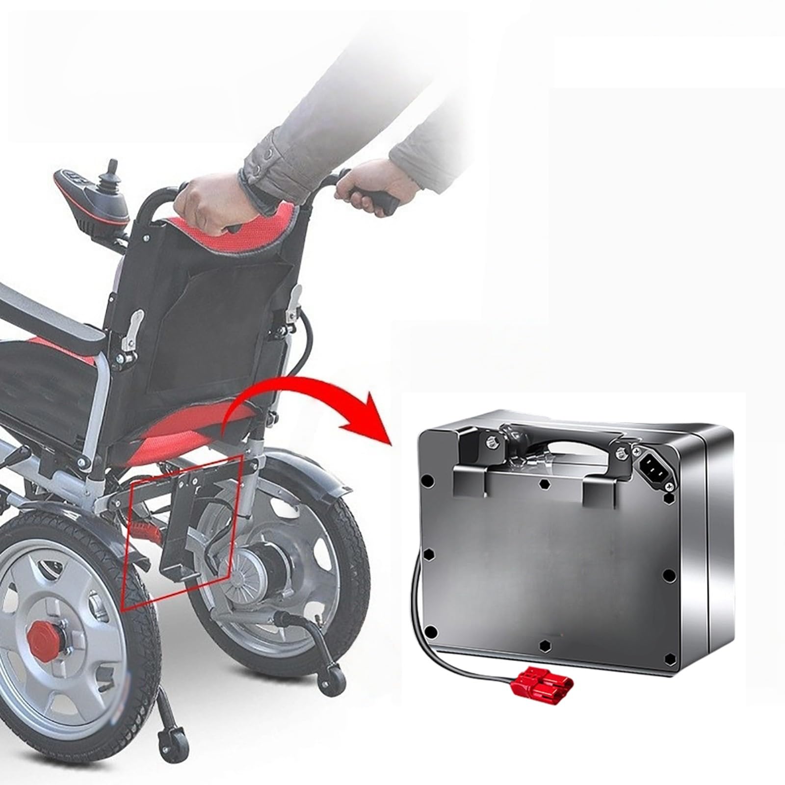 Batería para Silla De Ruedas Eléctrica De 24 V, Batería De Iones De Litio De 24 V 10 Ah 12 Ah 15 Ah 20 Ah con Cargador, Conector Anderson Rojo, Portátil.