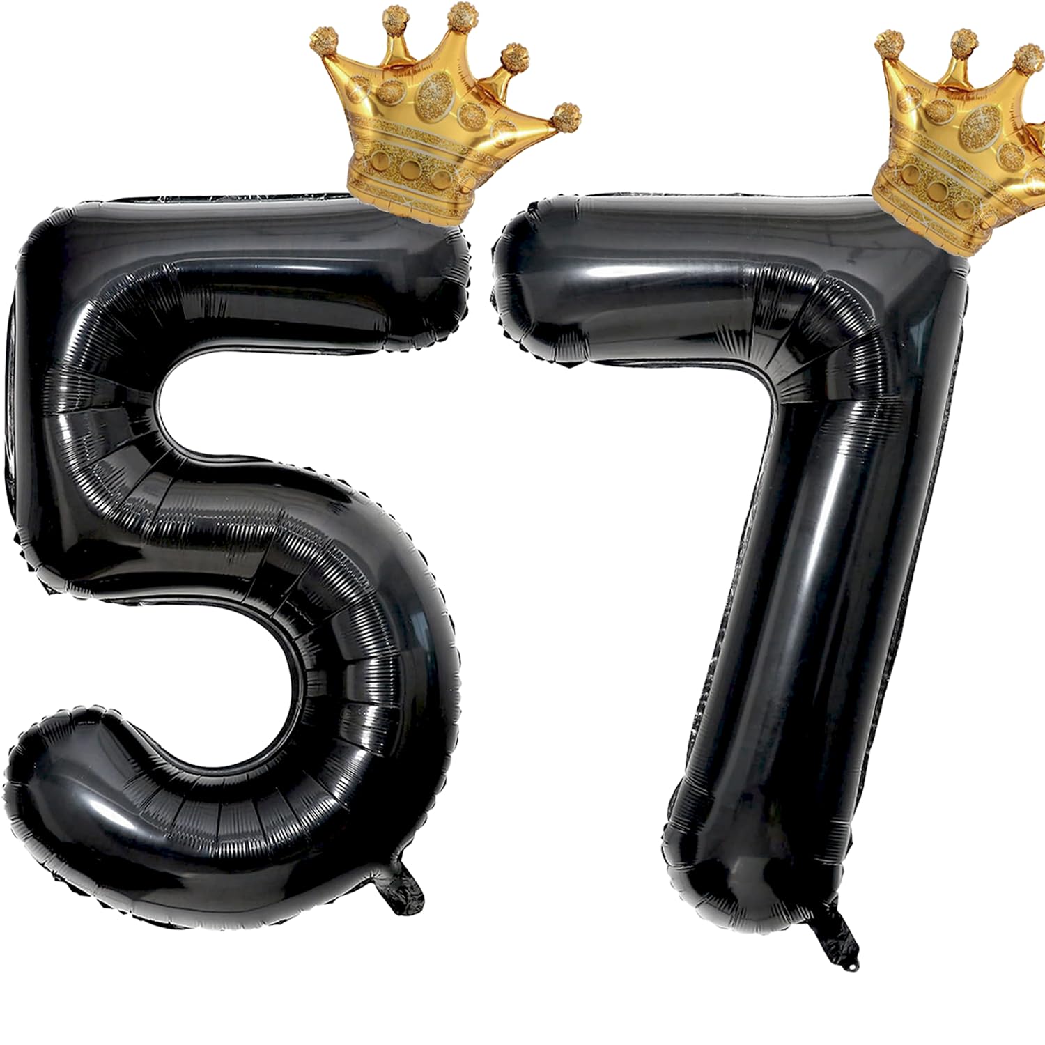 40 inch Large Black 57 Balloon Number with Gold Crown Balloons 57th Birthday Big Foil Mylar Helium Balloon for Women Man 57th Birthday Anniversary Decorations Supplies Favors(Number 57 Balloons）