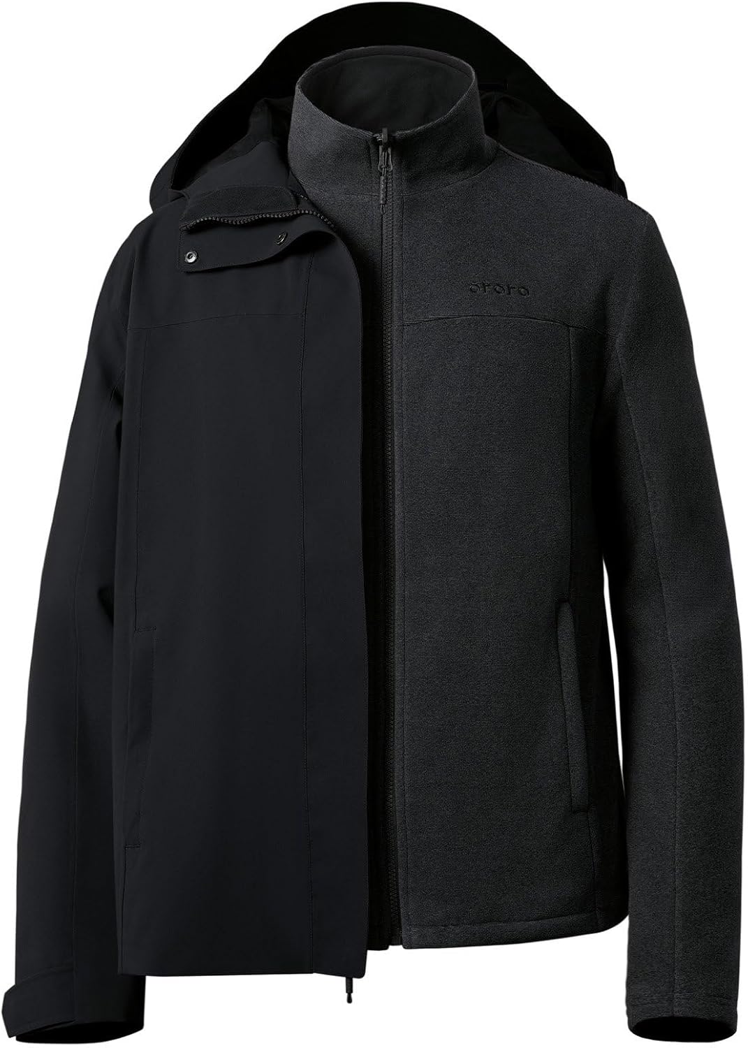 ORORO Men's 3-in-1 Heated Jacket with Waterproof Shell and Heated Fleece Liner, Fleece Heated Jacket with Battery