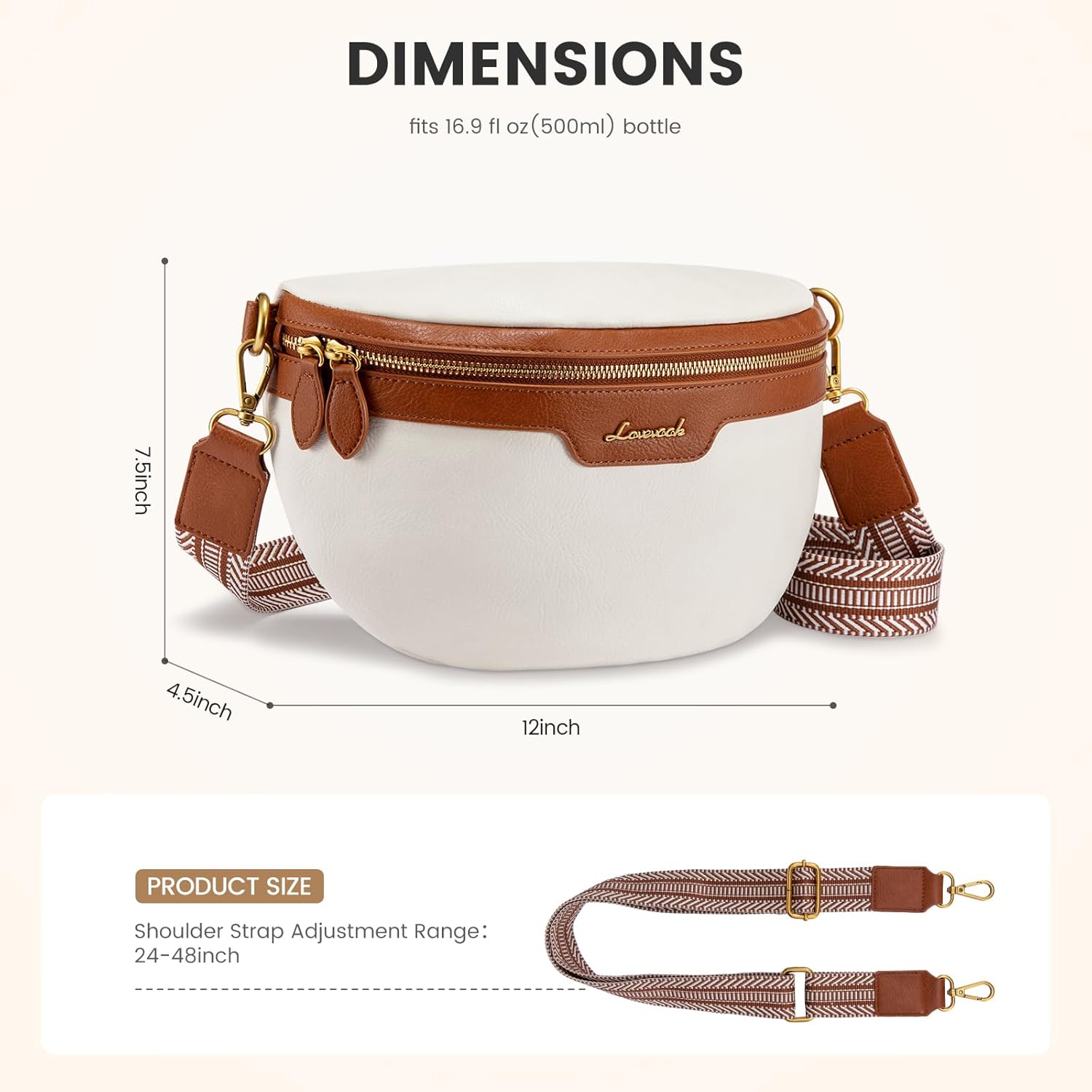 LOVEVOOK Fanny Packs for Women Cross Body, Vegan Leather Belt Bag for Women, Waterproof Sling Purse Fashion Waist Pack Designer Chest Bum Bag with Boho Style Strap - Image 4