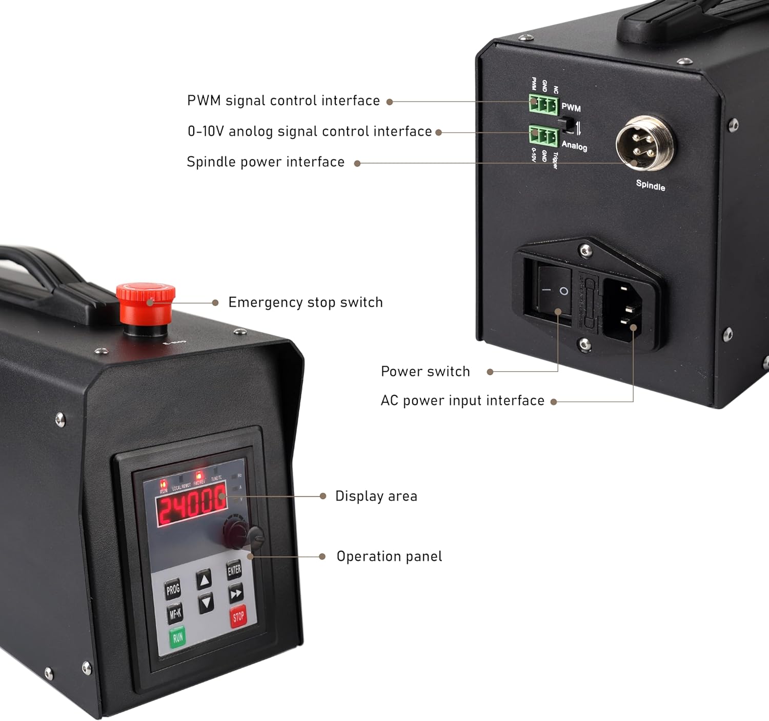 1.5KW CNC Spindle Motor Kits SP-15A, Adjustable Speed Φ65mm Air Cooled VFD Spindle with ER11 Collets for CNC Router Machine