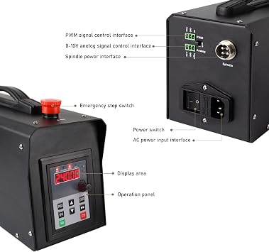 1.5KW CNC Spindle Motor Kits SP-15A, Adjustable Speed 65mm Air Cooled VFD Spindle with ER11 Collets for CNC Router Machine