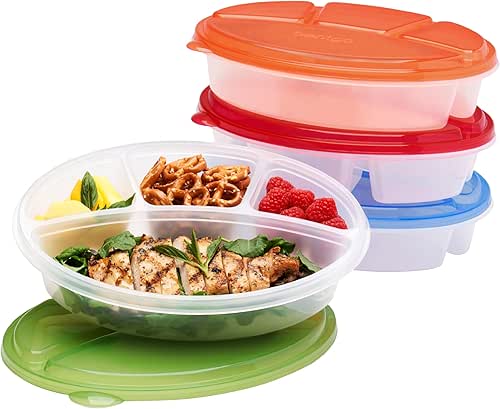 Bentgo Easyboxes 4-Compartment Oval Containers - Patented Design 8-Piece Set;