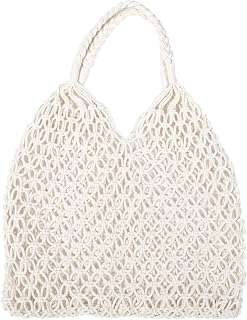 Kichvoe Hollow Out Mesh Beach Bag Women's Handmade Cotton Shoulder Bag for the Beac…