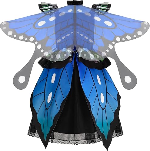 Miniatura 2 de ReliBeauty Disfraz de mariposa para niñas con alas de mariposa y diadema de mariposa, azul