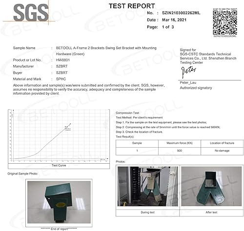 Miniatura 2 de BETOOLL - Juego de 2 soportes para columpio en forma de A con herramientas de montaje (verde)
