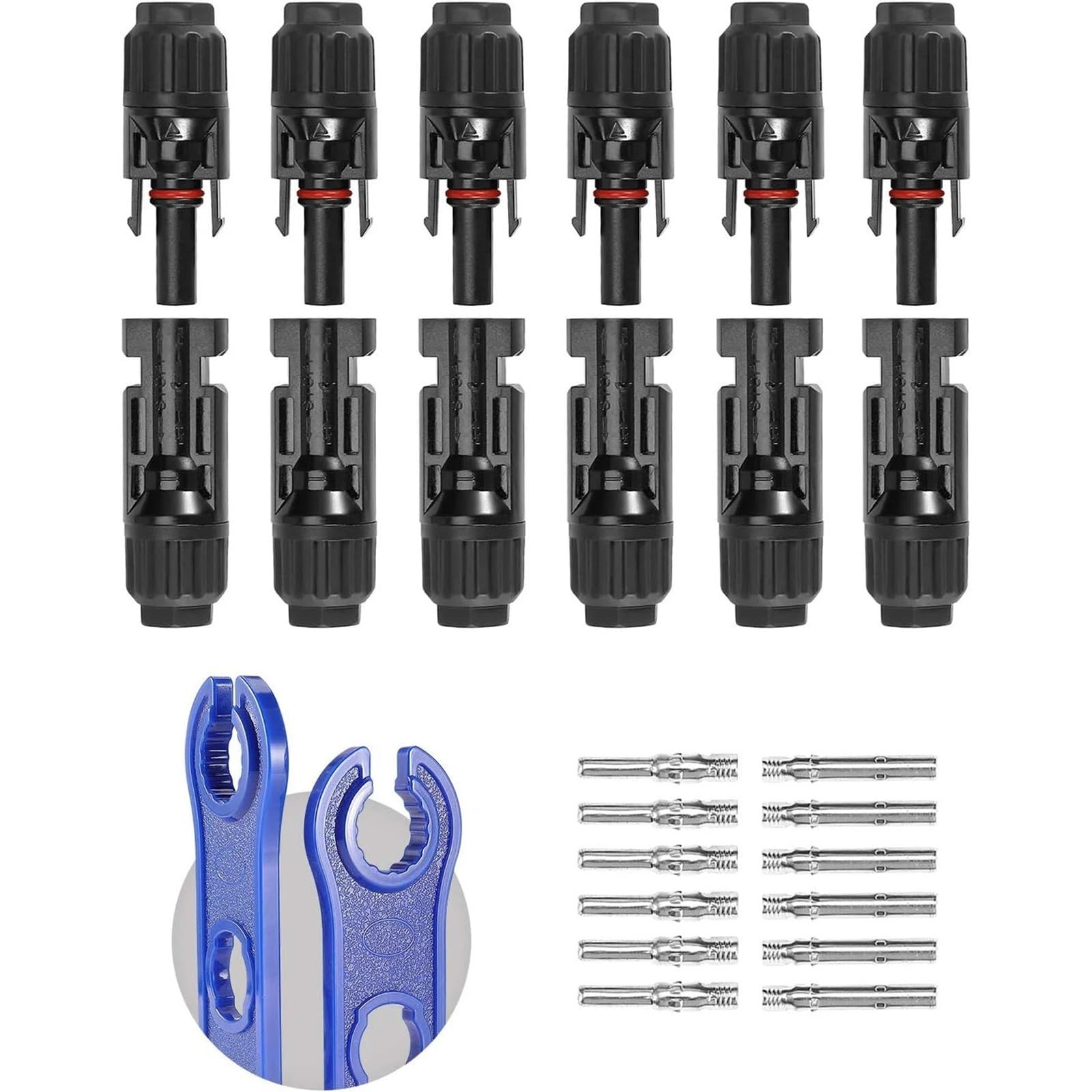 Złącze solarne (10AWG), 12 szt. złącza kabli do paneli słonecznych, adapter męski/żeński, IP68, 1000 V, 30 A, 10AWG, 12AWG, 14AWG, Waterpr, 6 szt
