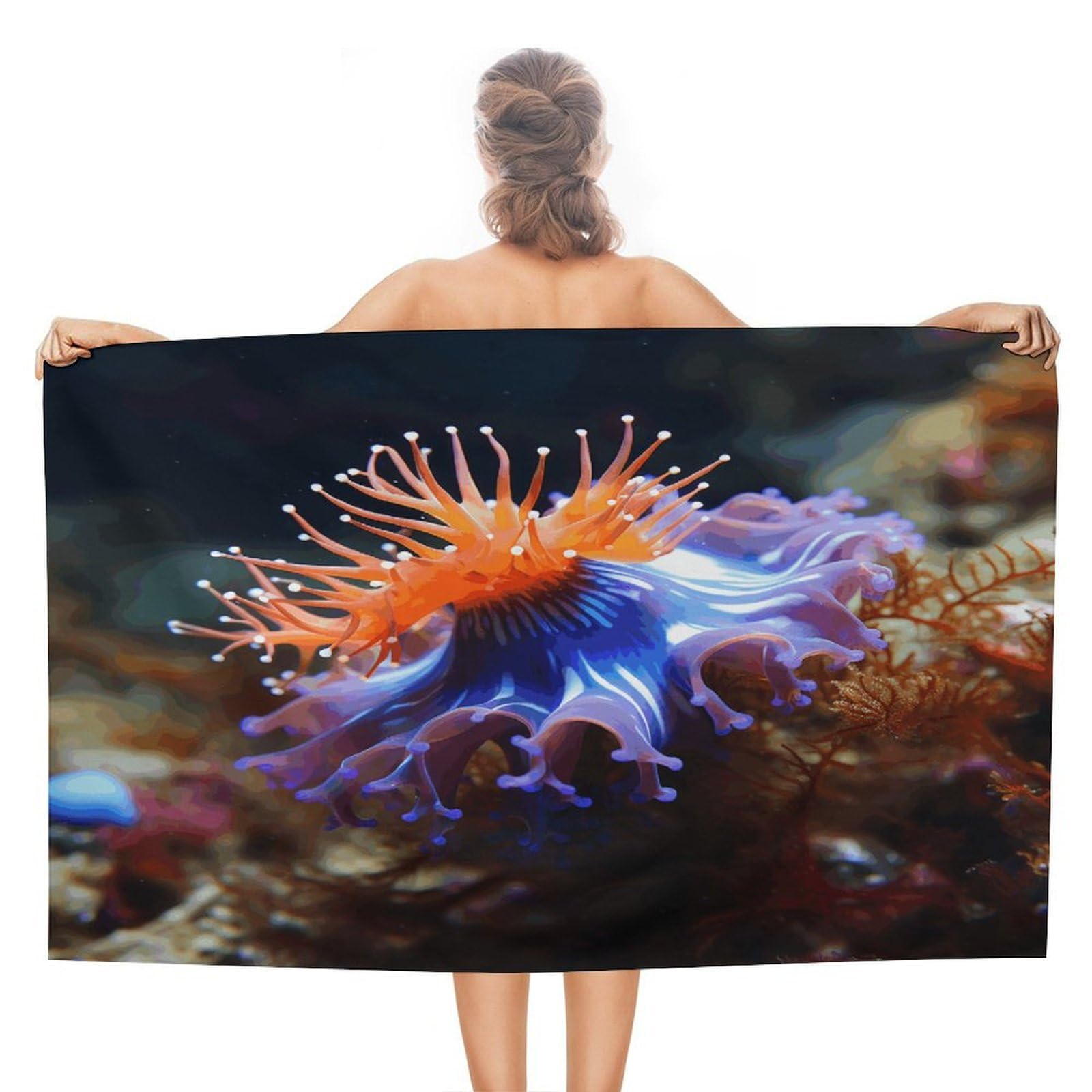 VstaDank Nudibranch Bath Towel Stylish Double-Faced Pile Travel Towel Soft Absorbent Beach Towel for Pool Swim Sports Camping Adults Gift 51X31 Inch