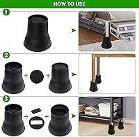 Vista 7 de DEDU Elevadores de cama de 6 pulgadas, resistentes, paquete de 4, elevadores de muebles con almohadillas giratorias que soportan hasta 6600 libras