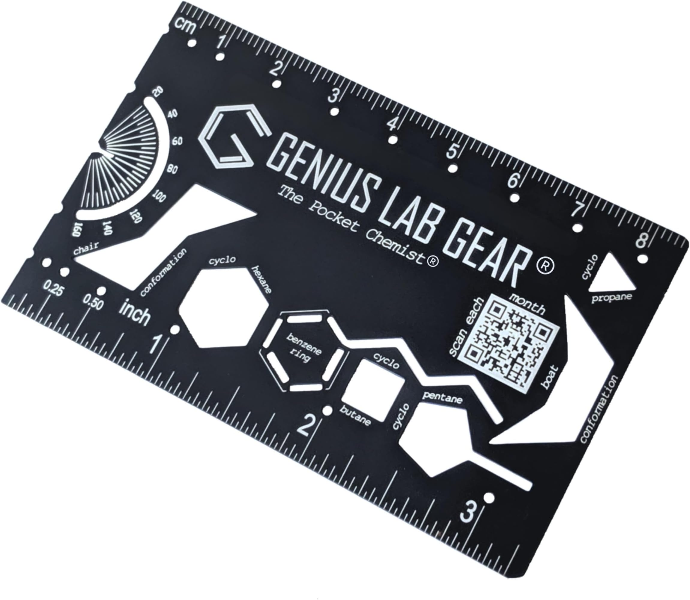 Pocket Chemist: Organic Chemistry Stencil Drawing Template Small Metal Ruler - Chemist, Chemical Engineers, Biochemist - Molecule, Graduation Homework Cheat Sheet 3 Inch Multitool Kit, Genius Lab Gear