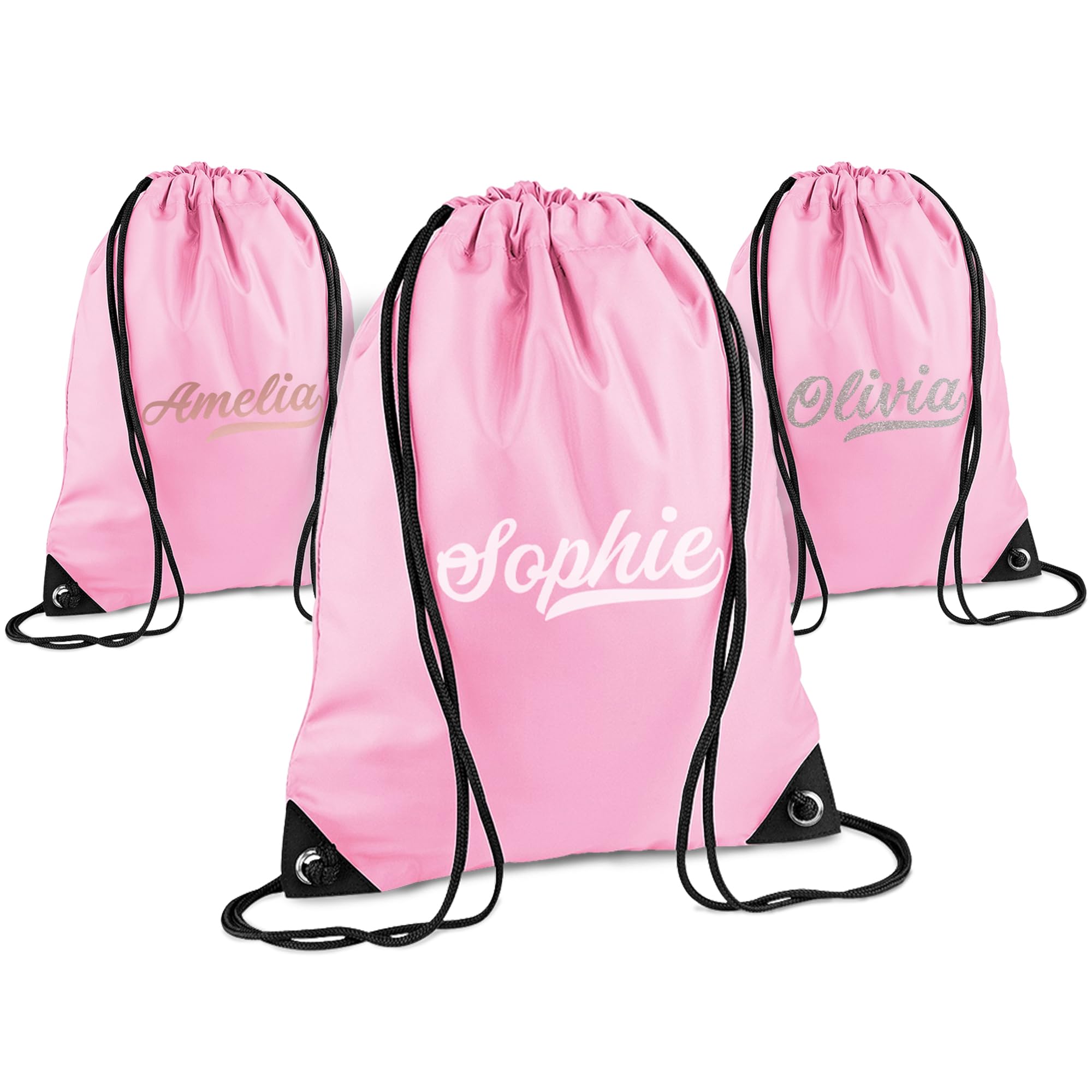 Print Maniacs Personalised Drawstring Bag for Kids Back to School PE Bag, Swim Bag with Name Ideal for Boys, Girls, Toddlers,and Primary School Students Perfect School Bag Pink