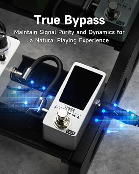 FLAMMA Tuner Pedal FC04 Chromatic Guitar Tuner Pedal, Tuning Pedal for High Precision 1 Cent with Pitch Indicator for Guitar and Bass, True Bypass