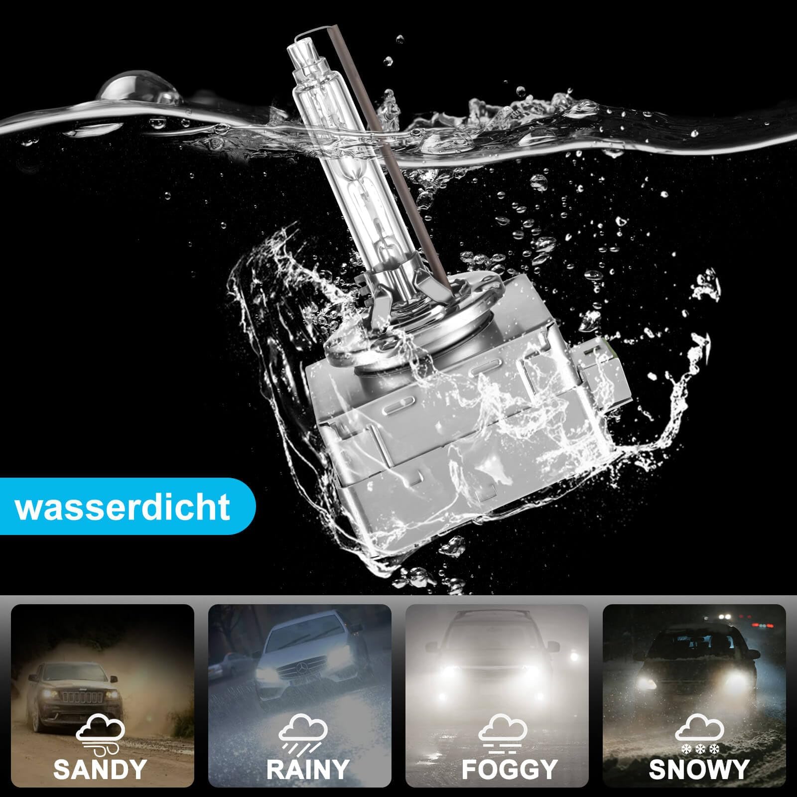 D3S Xenon Scheinwerfer lampe mit StVZO Zulassung - Anti-UV Frontscheinwerfer - 35W 6000K Reines Weiß Xenon Birne - 2er Pack